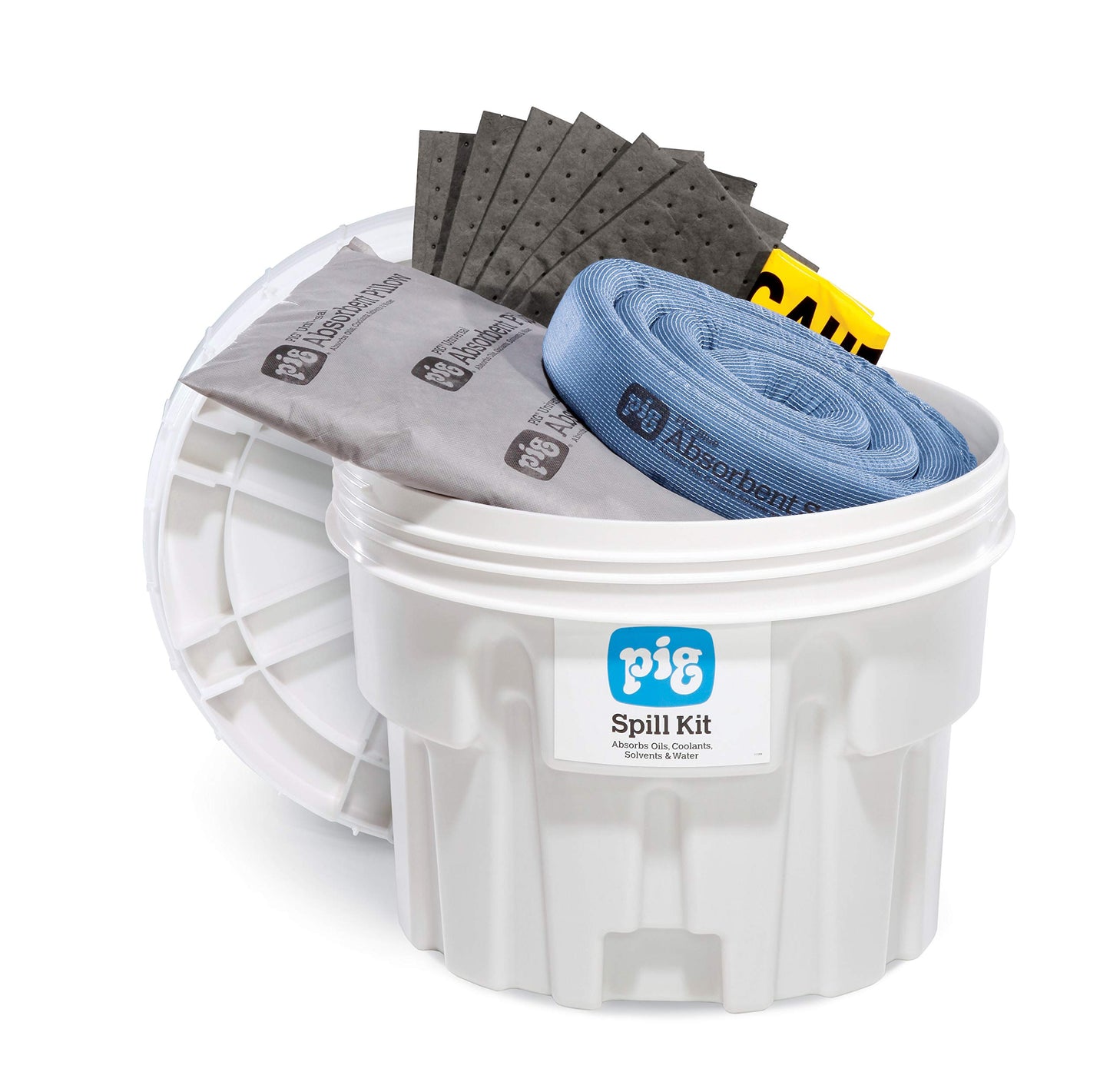 Pig Spill Kit in 20 Gallon Overpack Salvage Drum | Absorbs up to 12 Gallons | White | KIT211