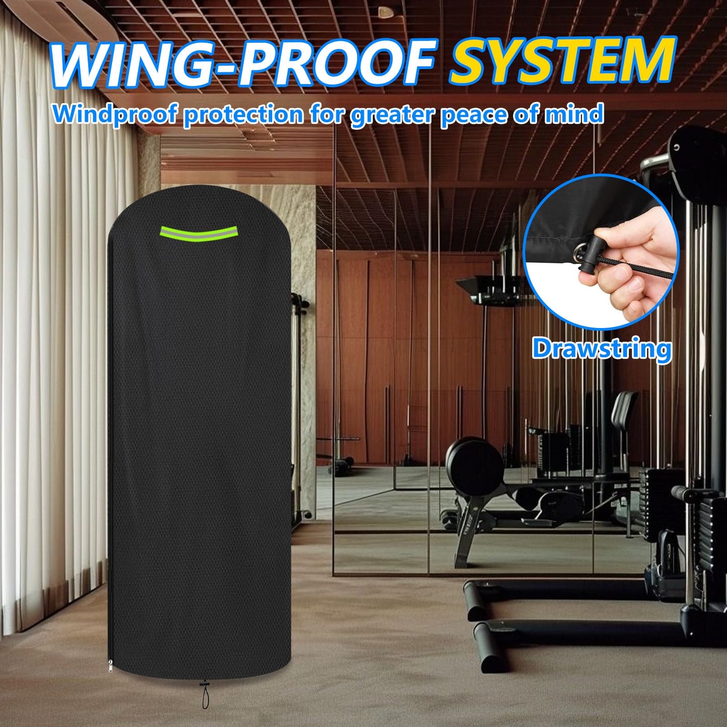 Boxing Bag Cover，80inch Protective Cover for Indoor and Outdoor Freestanding Punching Bag/Stand Kickboxing Bags,600D Heavy Duty Waterproof/UV/, All-Weather, Black,30 * 80in