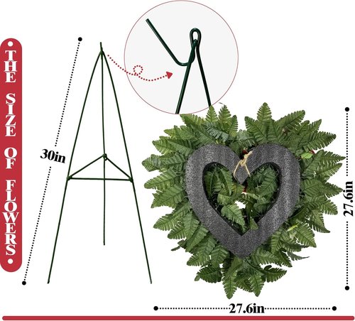 MUVIC Cemetery Flower Wreaths - Elegant Heart-Shaped Memorial Floral Arrangement | Pink Hibiscus & Daisy - 27 Inch
