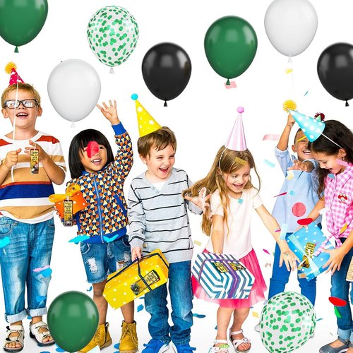 50Pcs Green & Black Balloons | 12 Inch Latex Balloons for Video Game & Football Theme Parties