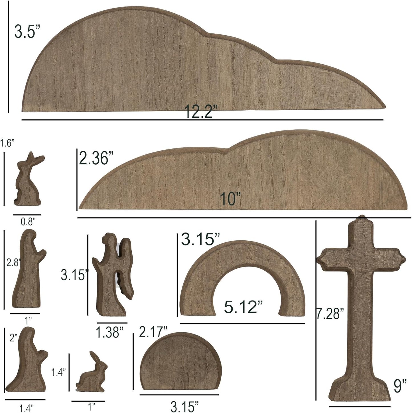TW SHINE Easter Scene Decoration - Wooden Empty Tomb & Cross Tray Set for Home or Office