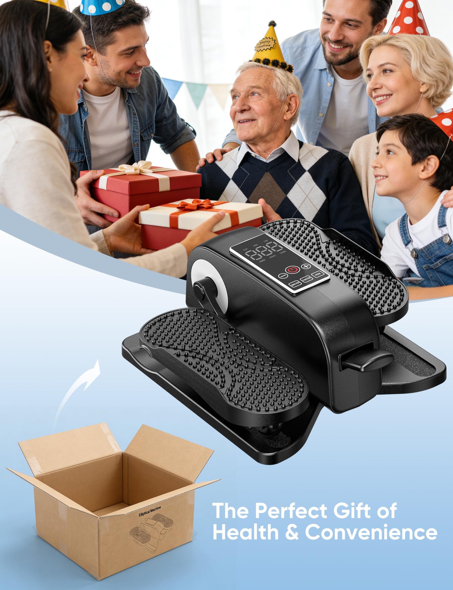 Under Desk Elliptical Machine for Senior, Quiet Motorized Leg Exerciser with Smart Remote, Pedal Exerciser with 12 Adjustable Speeds for Auto/Manual Modes, LCD Monitor, Easy to Use for Home Office