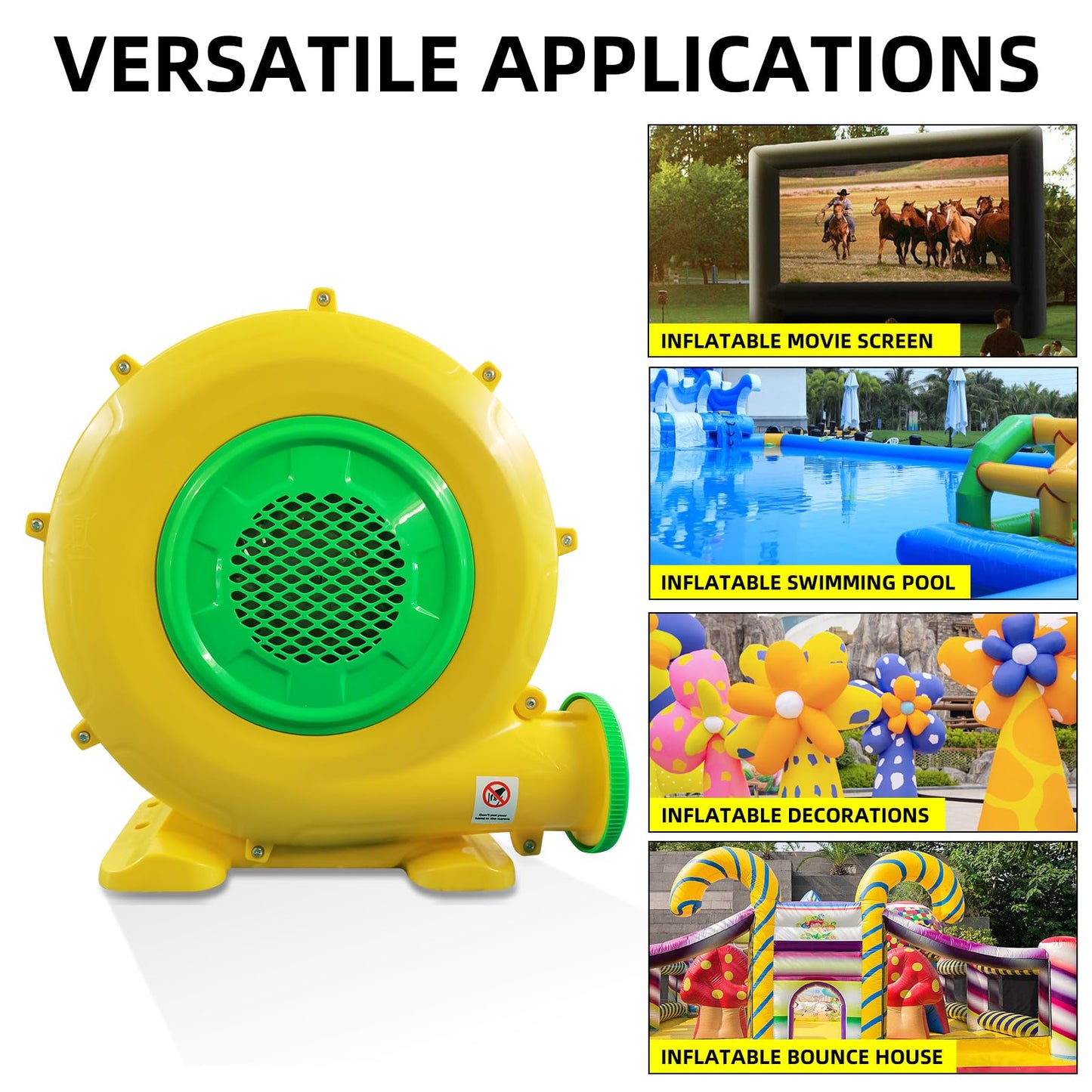 1100Watt/1.5HP High Power Air Blower for Large Inflatables, GONFLABLE Inflatable Bounce House Blower, Portable Fan Pump Leaf Blower Corded Commercial for Bouncy Castle, Jumper, Water Slide