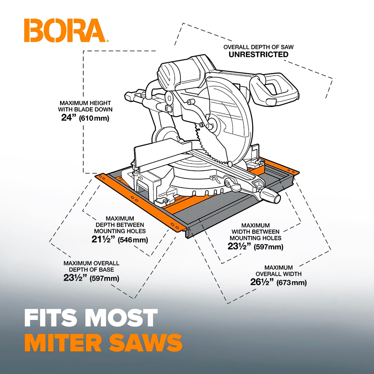 Bora Portamate Miter Saw Stand Work Station 400 Lbs Max Weight Portable Rolling Table Saw Stand Workbench with Folding Wing Extensions Miter Saw Stands PM-8000