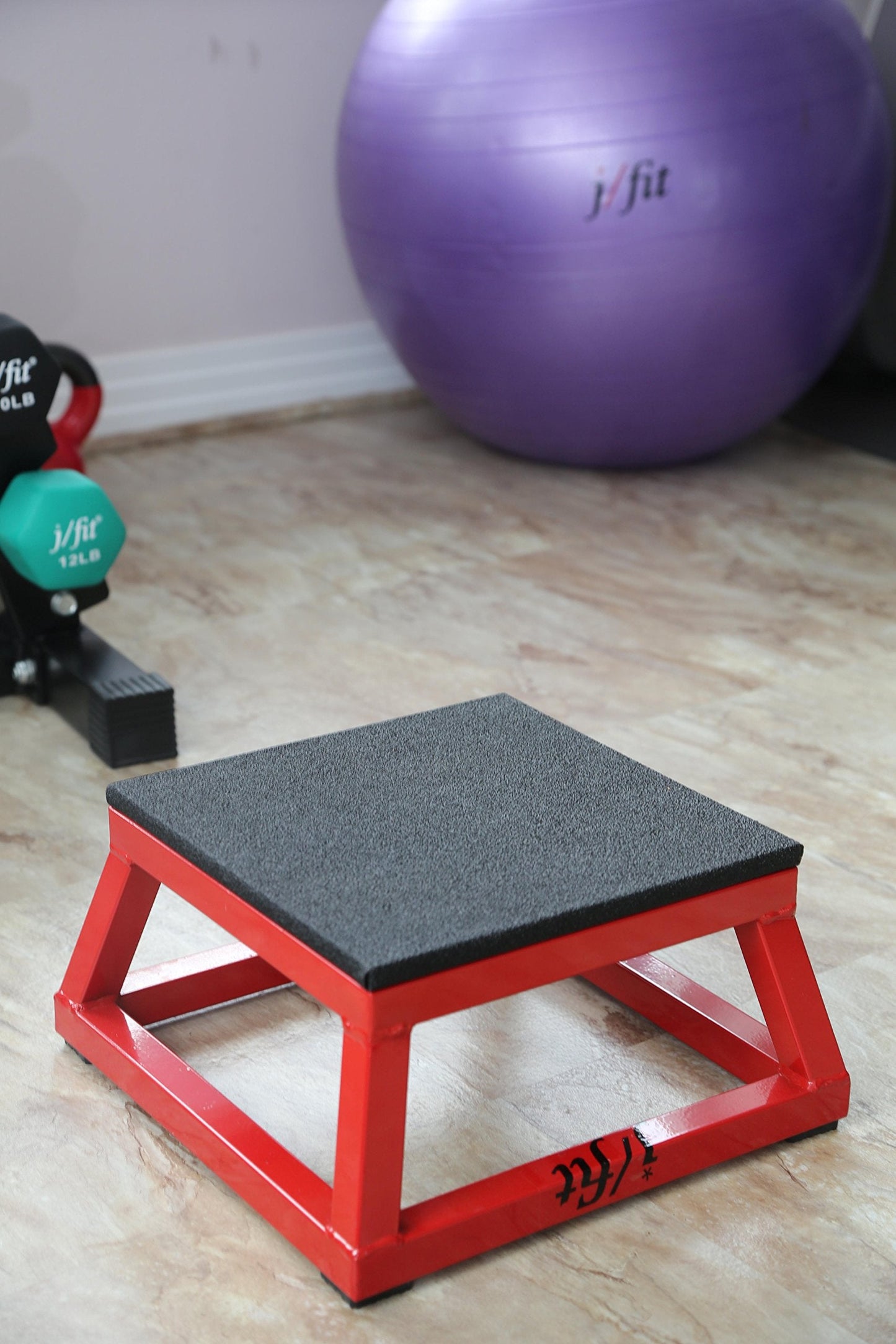 JFIT Plyometric Jump Box - 6", Red/Black