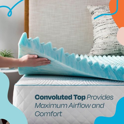 Linenspa Gel Memory Foam Mattress Topper - Reversible Egg Crate Design for Comfort - Twin XL Size