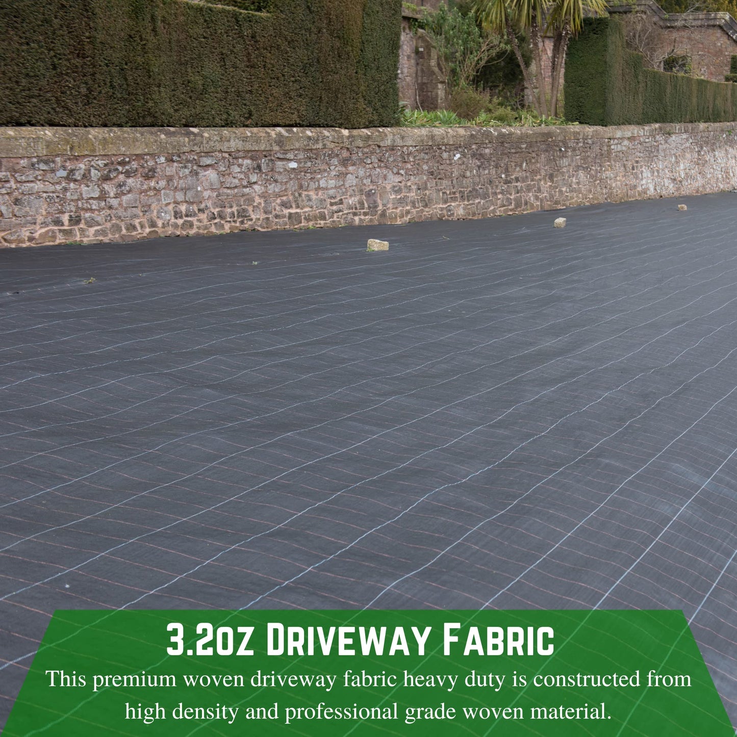 Farm Plastic Supply - Woven Driveway Fabric 3.2oz - 15' x 300' - Commercial Landscape Fabric, Drainage, Underlayment, Under Gravel