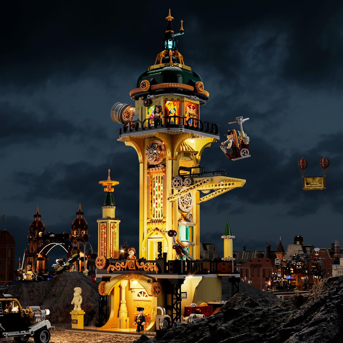 Lumibricks Steampunk Observatory Tower Lighting Building-Bricks Set - Astronomy Tower 2744 Pcs Collection Display Set for Adults and Steampunk Lovers