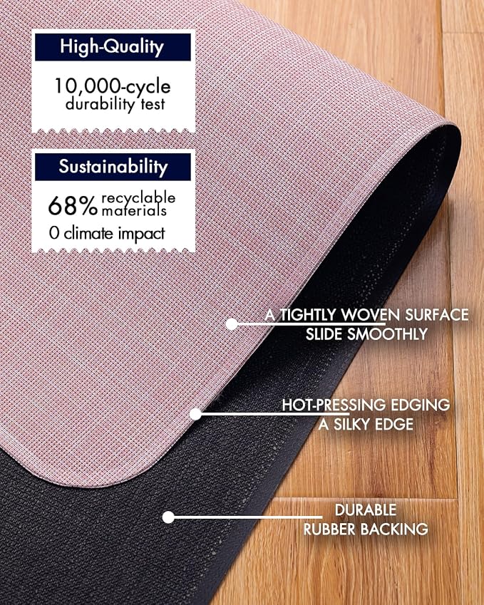 BARoyal Office Chair Mat for Hardwood Floor Under Desk Computer Rolling Chair Mat for Wood/Tile Floor Non-Slip Heavy Duty Desk Rug PVC Plastic Hard Floor Protector 48" x 60"(Blush)