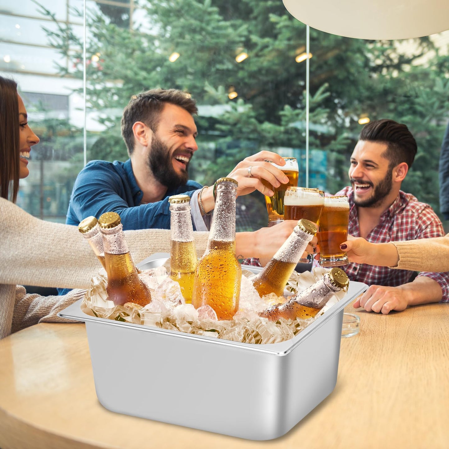2 Pack Ice Bucket for Freezer,Freezer Ice Bin (large),Ice Buckets for Parties,Champagne Bucket,Stainless Steel Ice Bin for Freezer,Suitable for parties, picnics,and kitchen storage