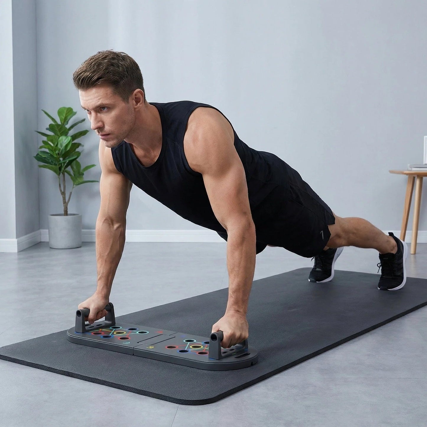 BESUNTEK Foldable Push Up Board, Portable Multi-Function Fitness Exercise Board for Home Total Body Workout (Upgraded Model)
