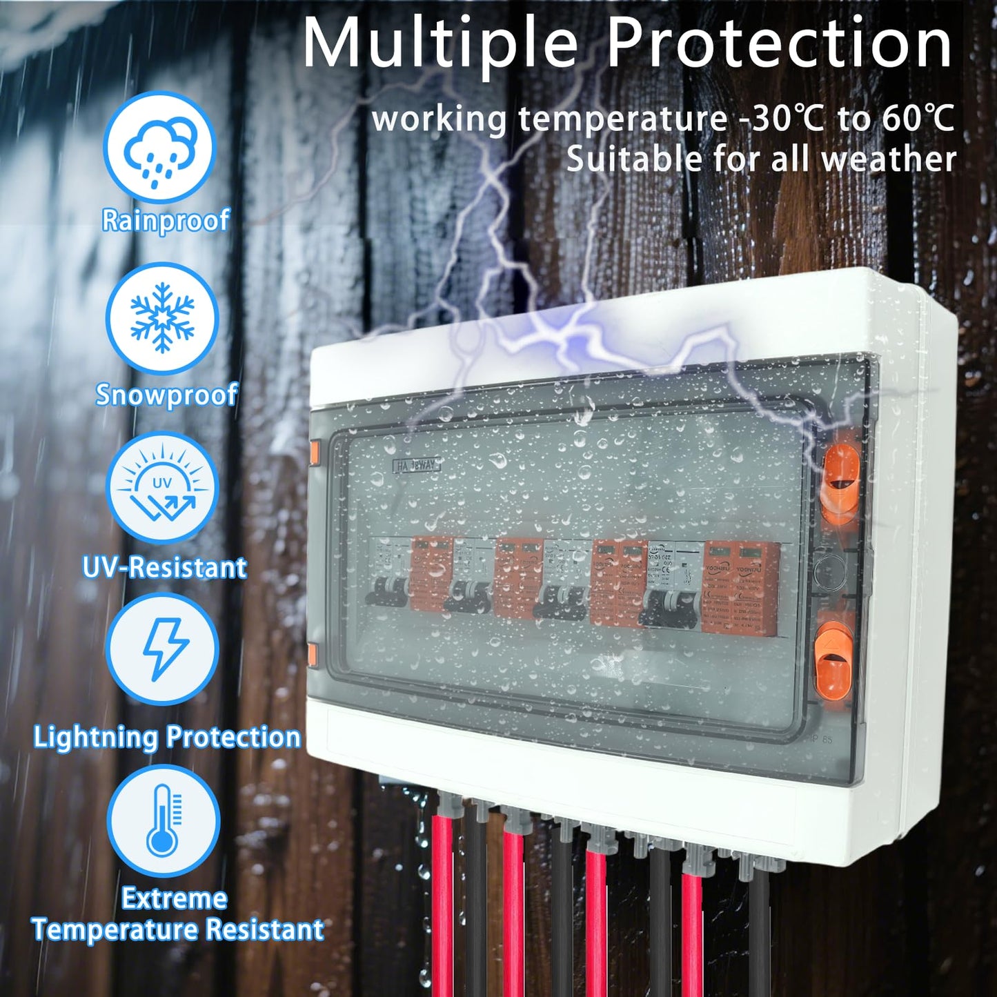 Solar Disconnect Switch, PV Combiner Box 4 String 1000V 40A Solar Surge Protector, IP65 Waterproof, Plug & Play Outdoor Solar Panel System