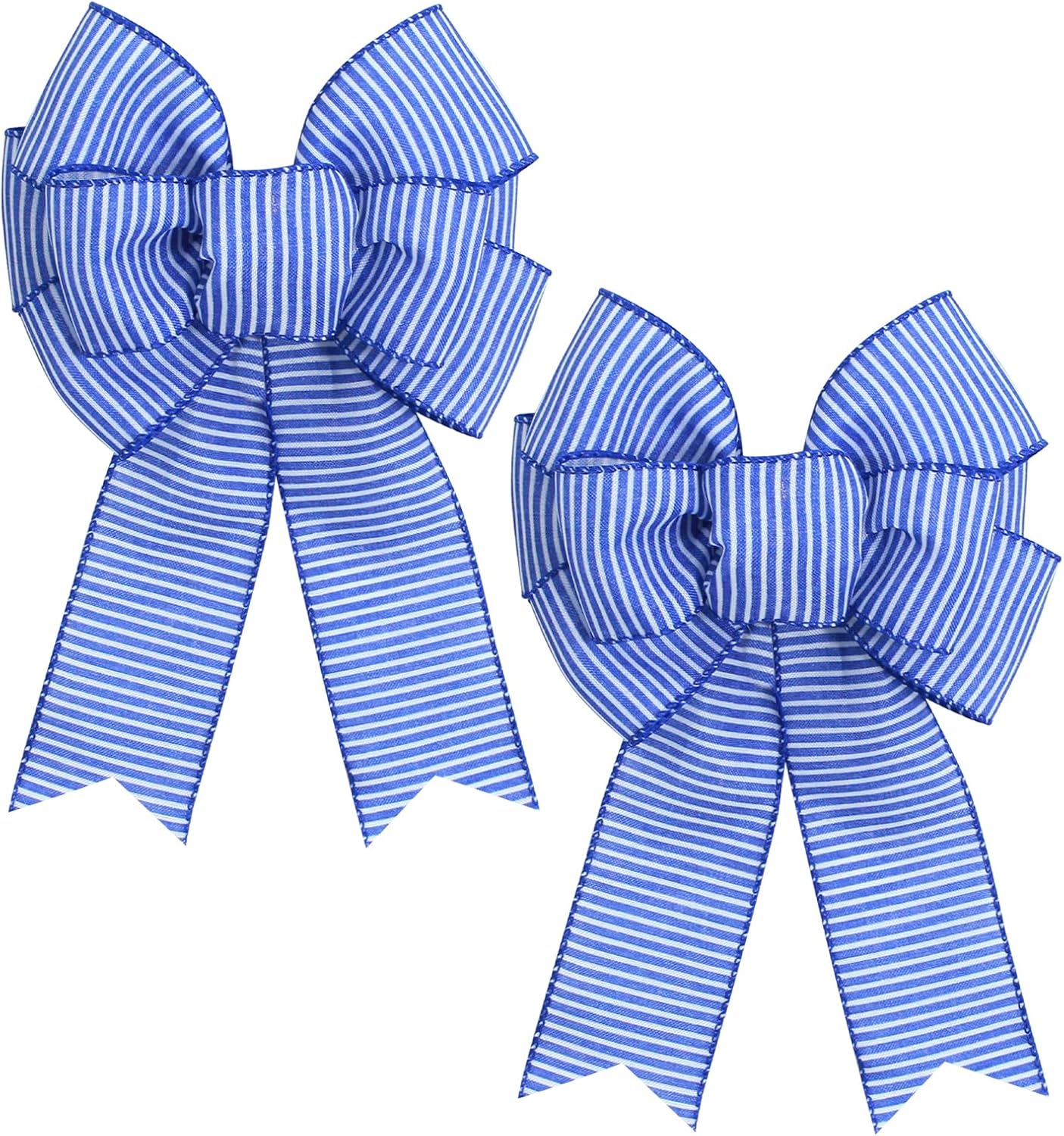 Regine Switzerland Blue & White Stripe Wreath Bows - Rustic Burlap Decor for Weddings & Parties