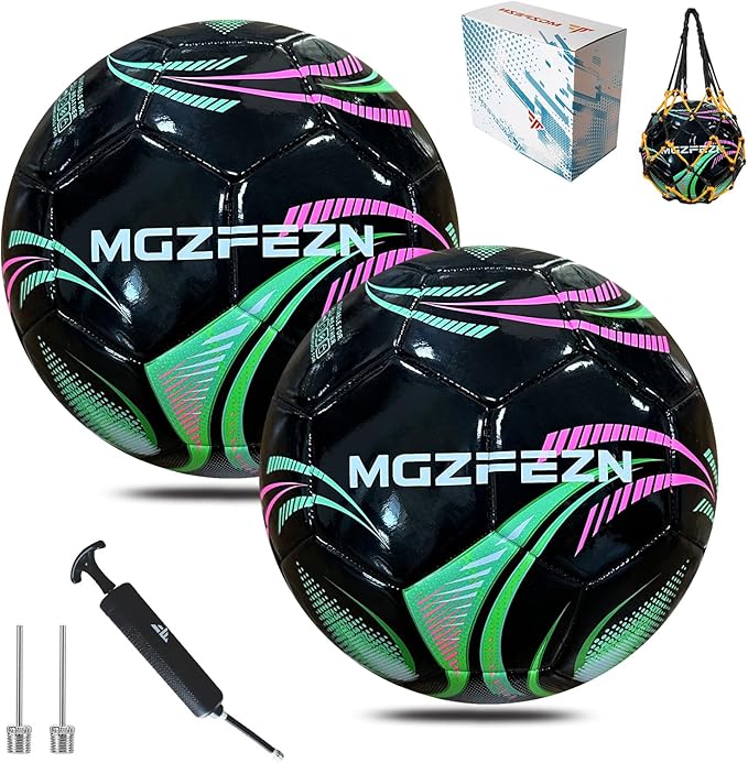 Youth Soccer Ball Size 4, Kids Outdoor Play Game Training Practice Soccer Ball for Teen Boy Girl Indoor Outdoor with 1 Pump 1 Net Bag and 1 Gift Box