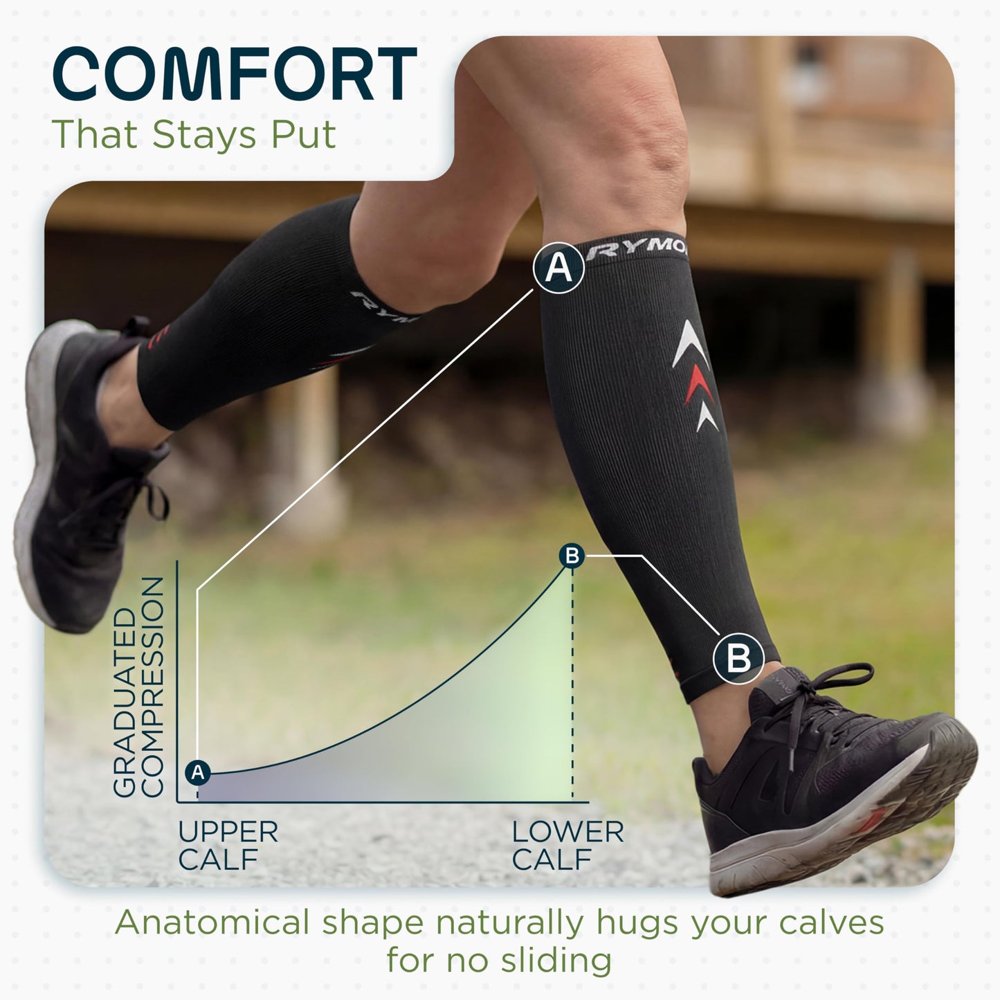 Rymora Calf Compression Sleeves Men Women Shin Splints Running (Pair) (Black) (M)