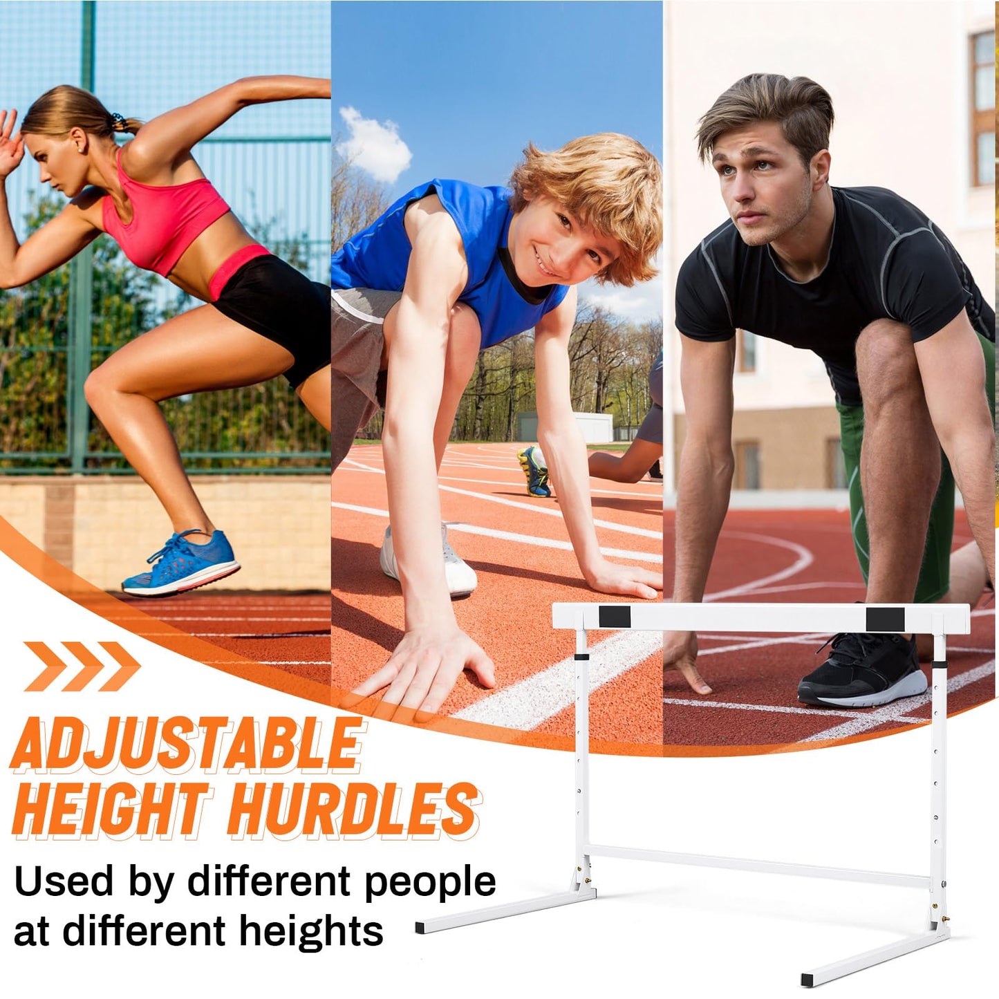 Seenelling 2 Pcs Adjustable Height Hurdles from 27 to 42 Inch Foldable Track and Field Equipment Jumping Speed and Agility Training Hurdle for Track Soccer Athletic Basketball Courses Drills