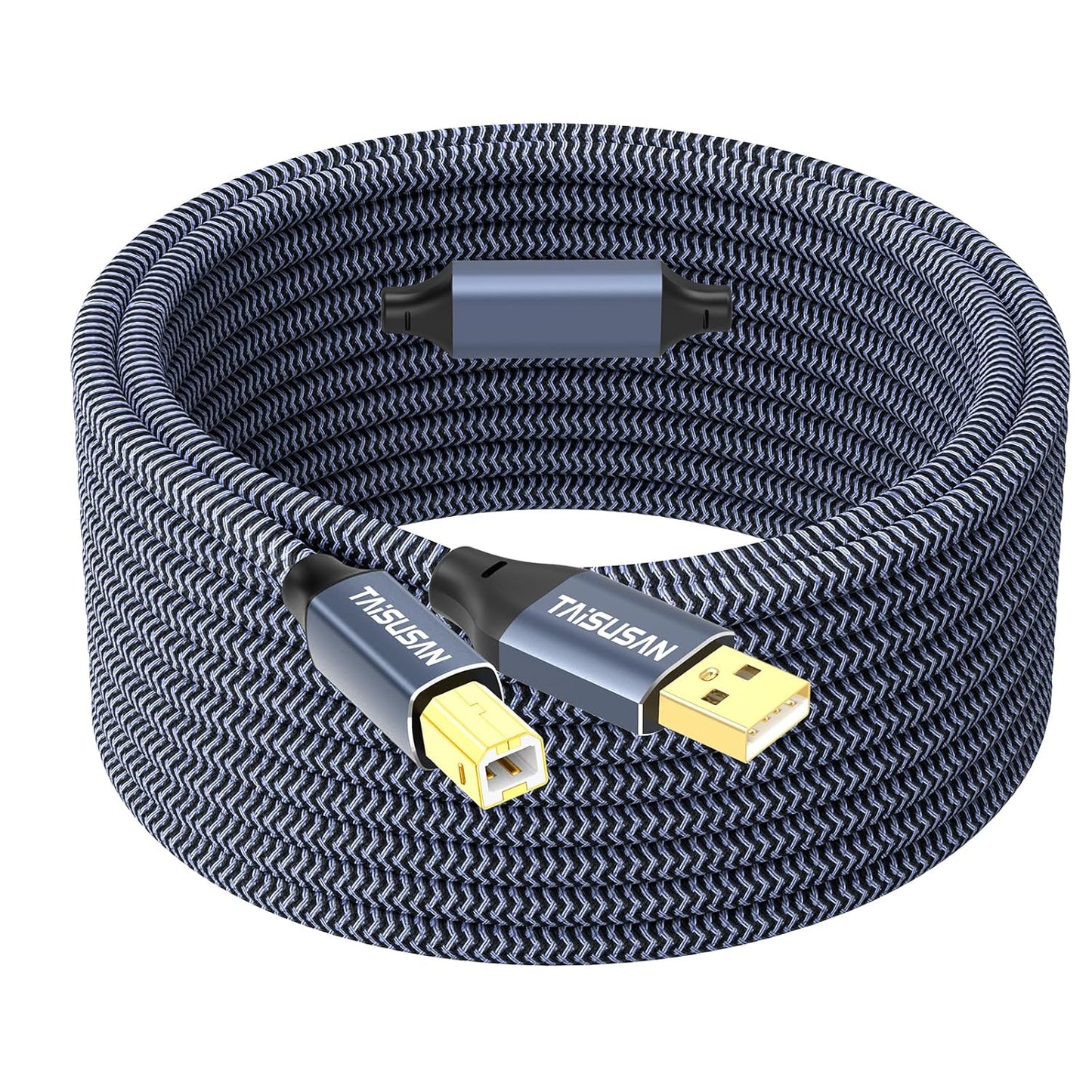 40ft, USB Printer Cable High Speed A to B Cord Compatible for Keyboard, MacBook, Printers and Scanners - Gray