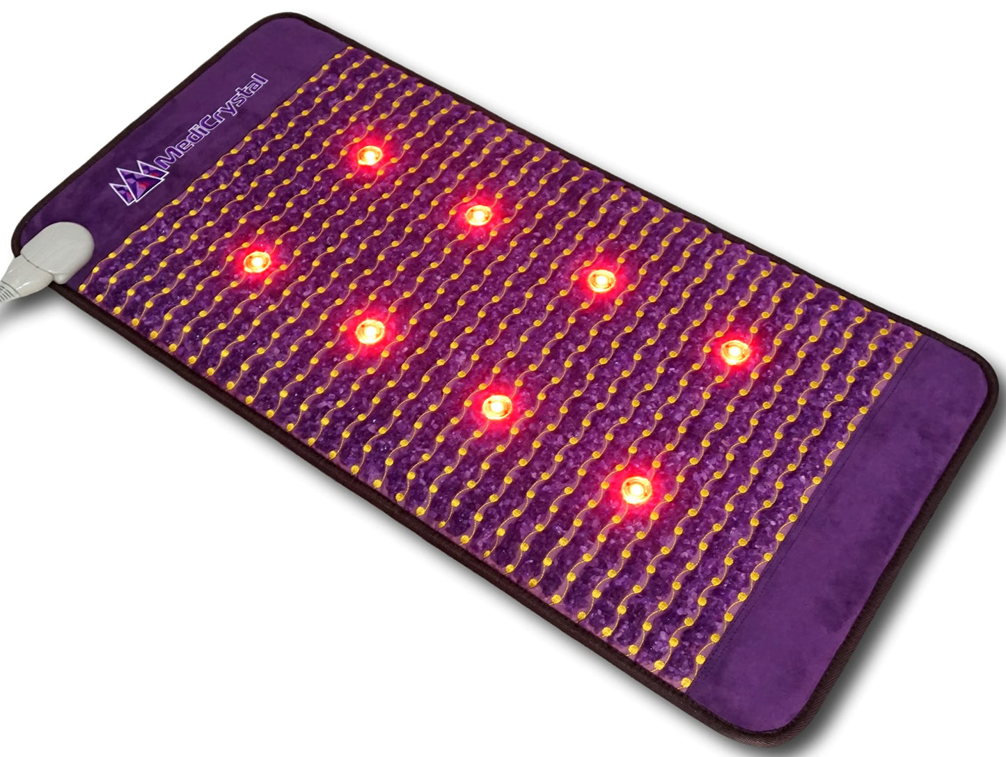 MediCrystal Far Infrared Amethyst Mat 40" L x 20" W - 8 Photon Red NIR MIR Lights - 5 Quadrupole Static Magnets - Bio Stimulation- Medium Flexible FIR Heating Pad