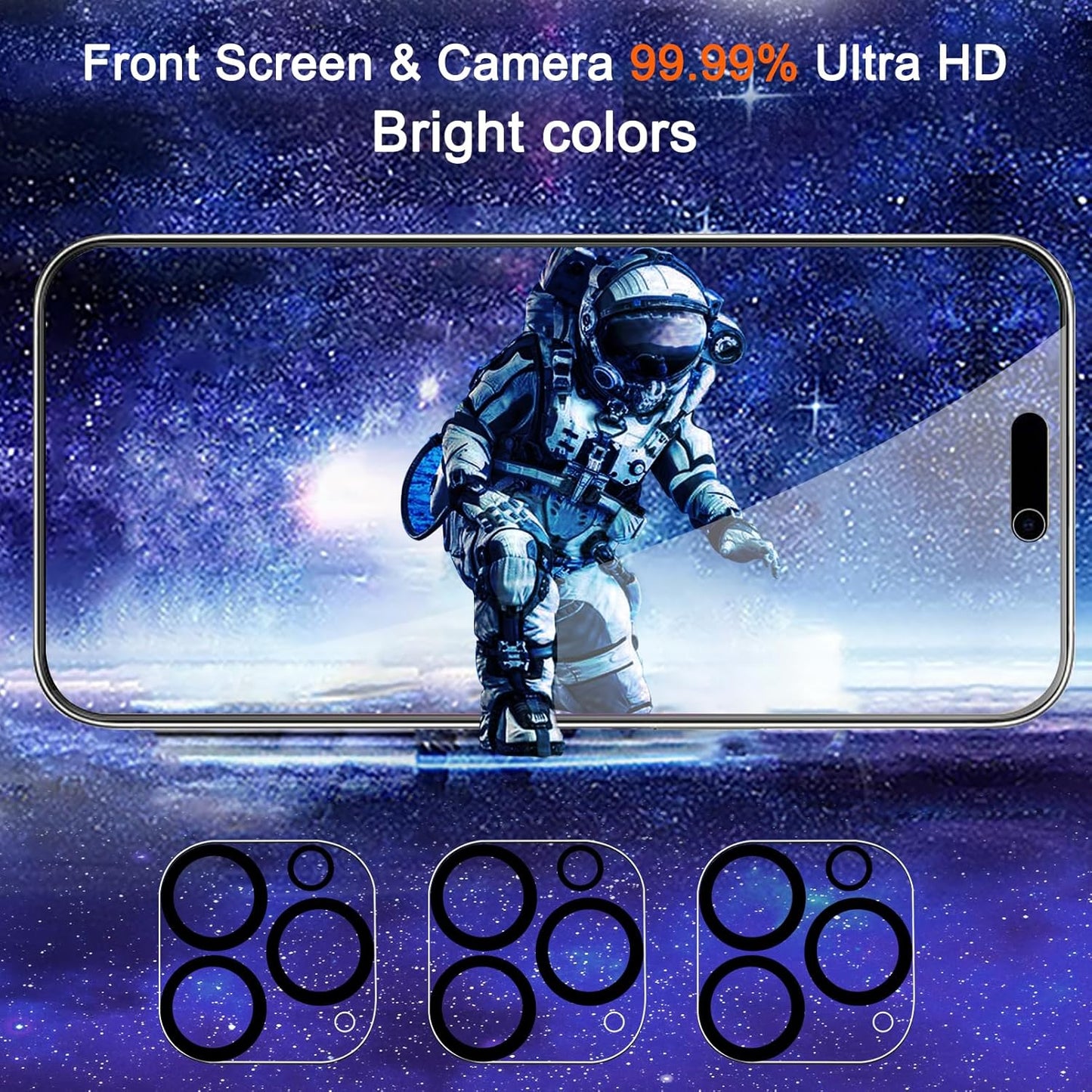 3 Pack 16 9H+ Ferilinso [Auto Dust Install] Privacy Screen Protector for iPhone Pro with Private Accessories-Camera