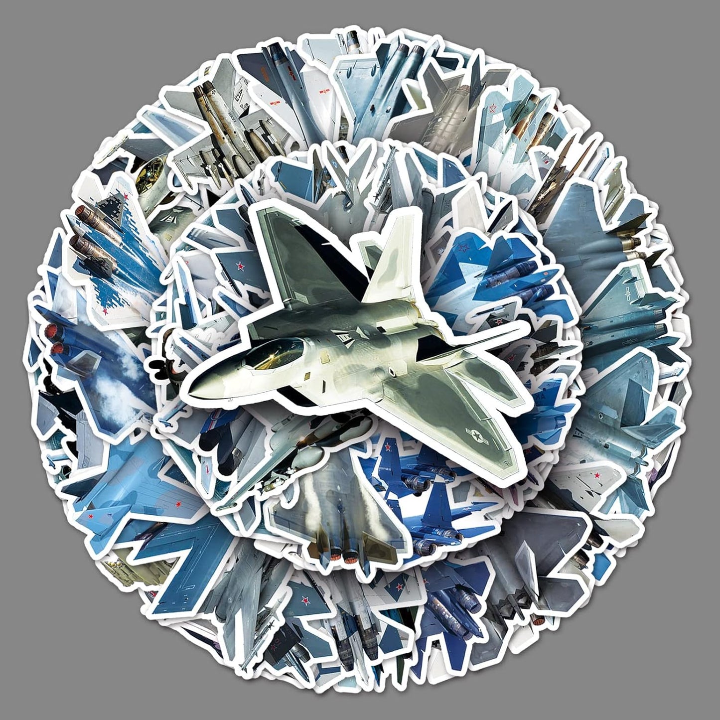 LYLSDSB 50Pcs Fighter Jet Plane Stickers - Vinyl Waterproof for Laptops, Bikes, Cars & More