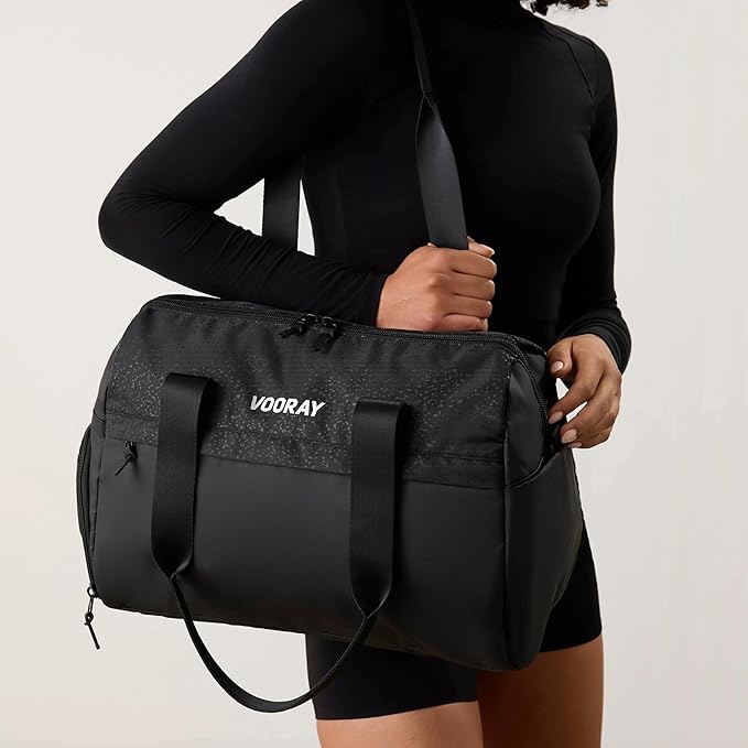 Vooray 25L Trainer Duffel Bag ??Lightweight Travel Duffel for Women and Men with Shoe Pocket, Workout Bag, Weekender for Overnight, Football, Traveling, or Hospital Use