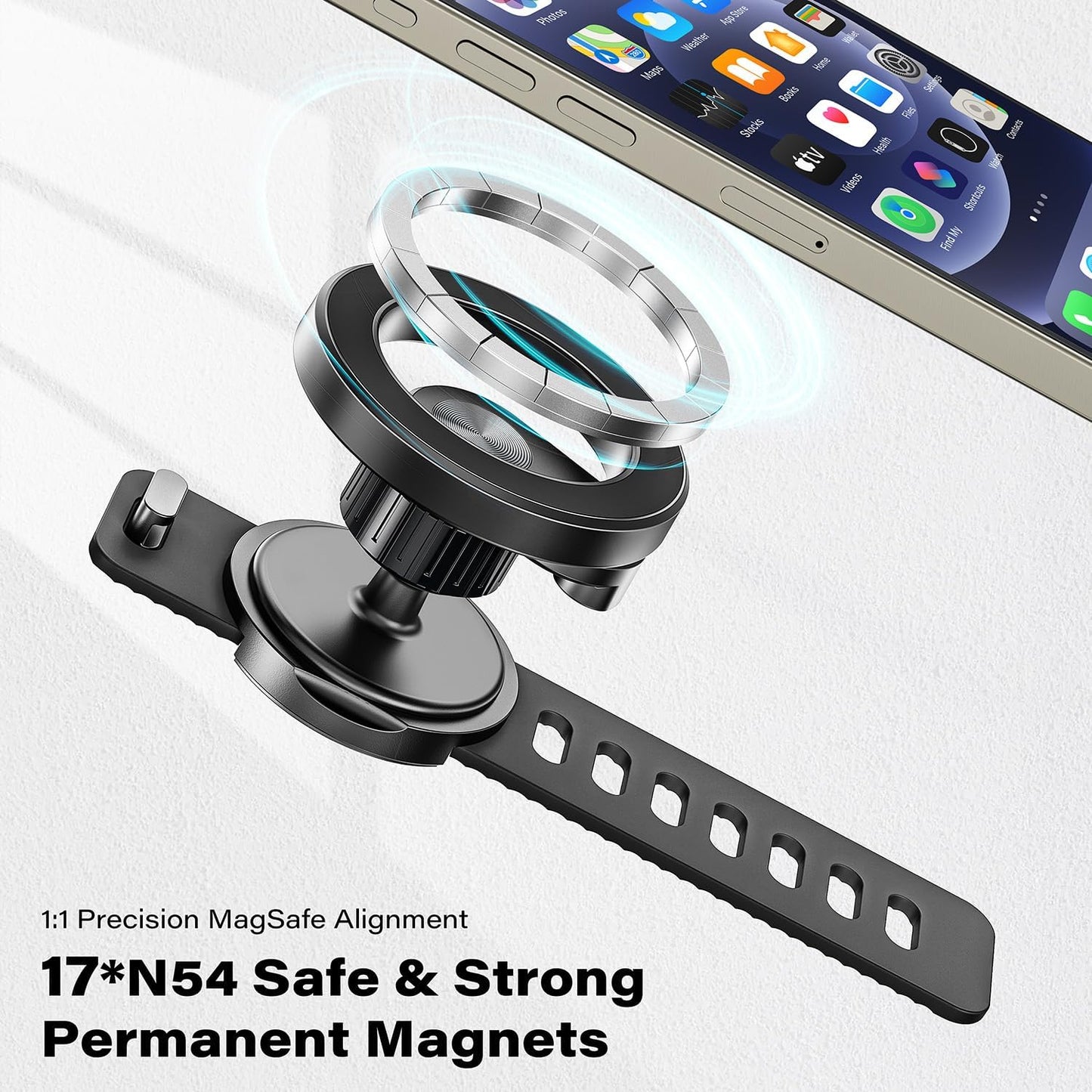 A2C Phone Holder for Peloton Bike, Stroller Phone Holder with Strong Magnets, Rotatable & Foldable Magnetic Phone Mount