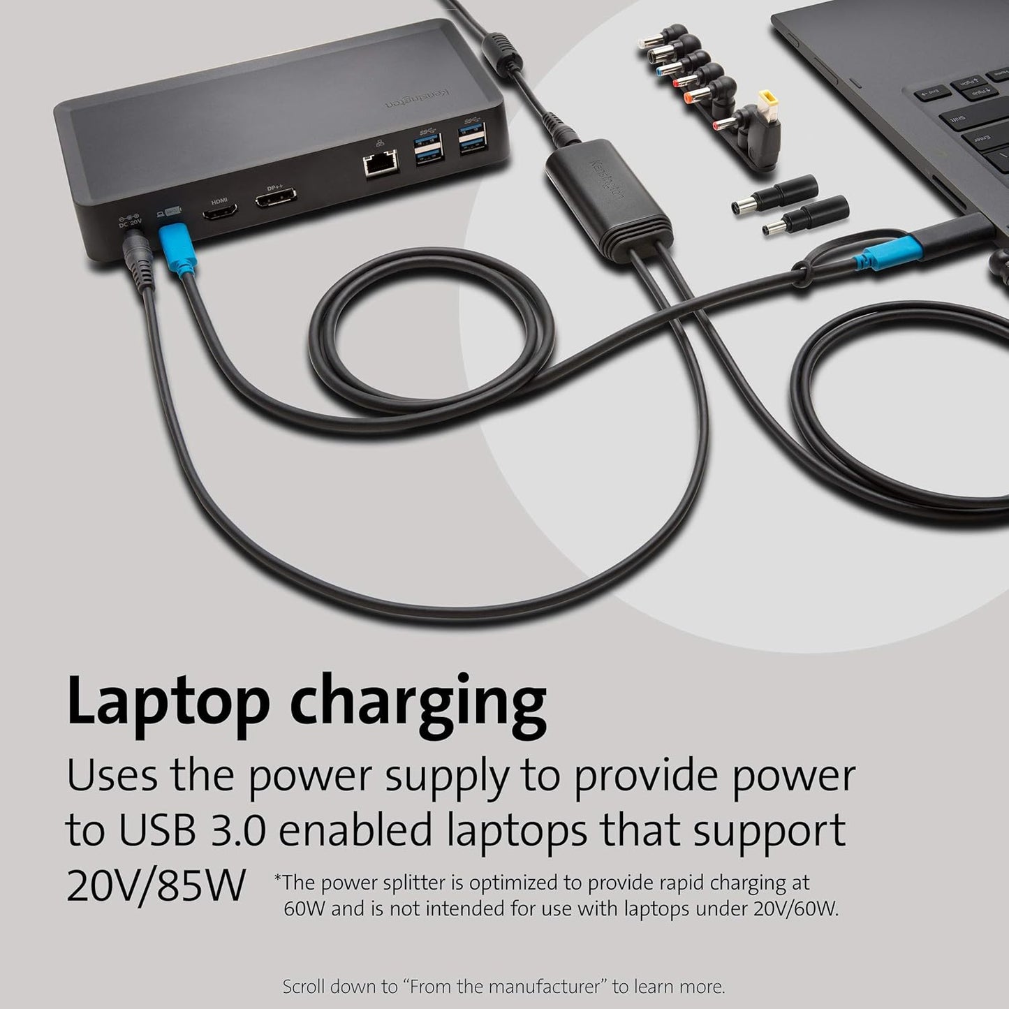 Kensington 60W (K38310NA) USB-A Power Splitter for USB C/A Hybrid Docking Stations