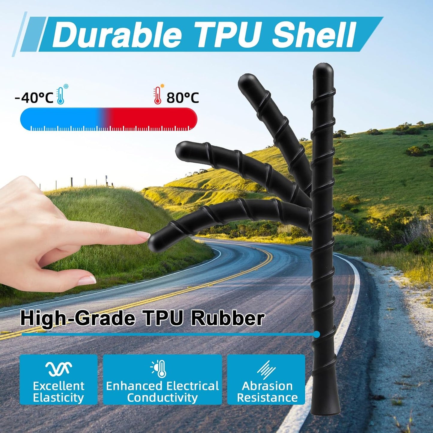 LQYLMY 7" 1500 2006-2025, Upgraded Spiral AntennaShort Radio Antenna Mast Compatible with Chevrolet Silverado Car Wash