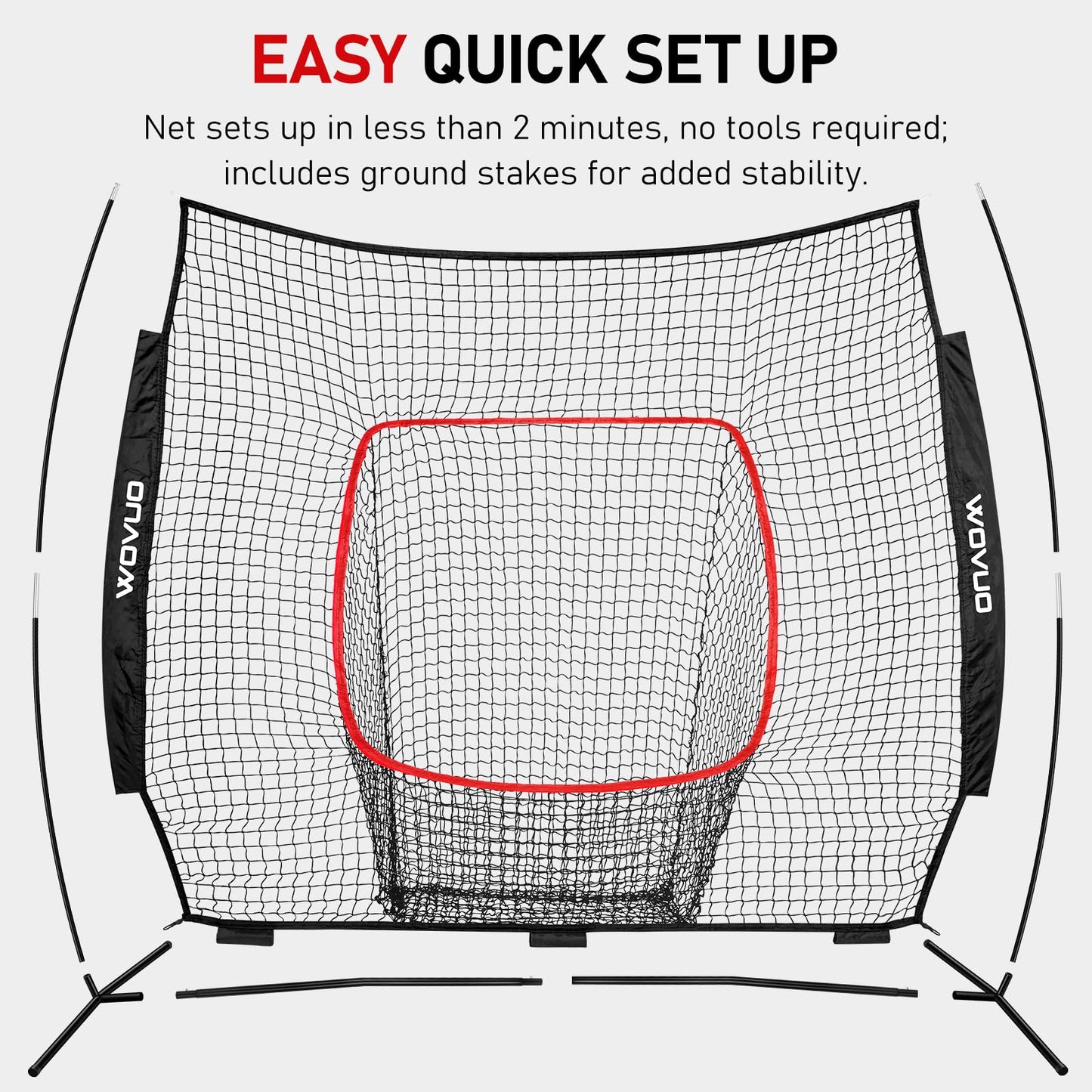 7x7 ft Baseball Net for Batting Pitching Hitting, Softball Pitching Net with Strike Zone, Tee, Ball Caddy, Softball Batting Net Baseball Training Equipment for Kids Adult Youth Sport Practice