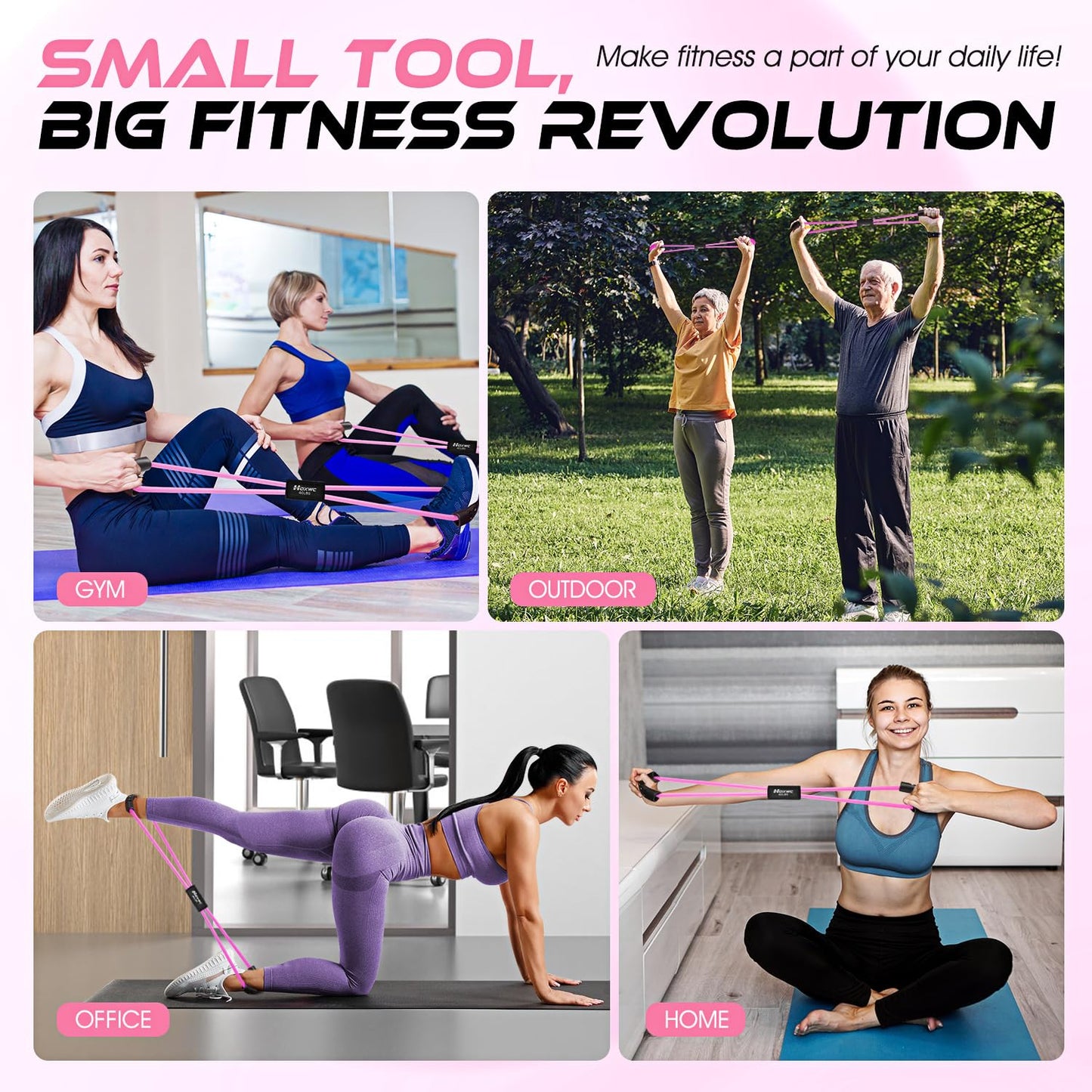 HOXWC Resistance Bands, Figure 8 Exercise Bands for Back, 8 Shaped Resistance Bands for Arms, Shoulder, Leg Stretching, Physical Therapy, Yoga, Pilates, Home Gym Workout Equipment for Women Men