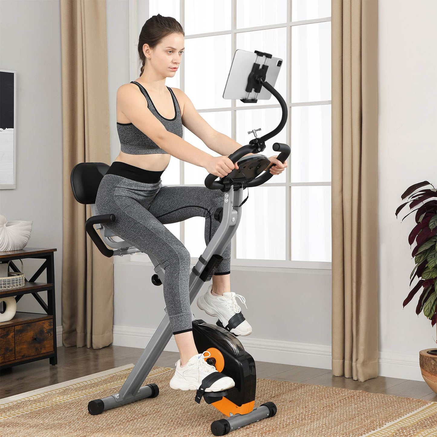 Mippko Tablet Holder for Treadmill/Elliptical/Spin Bike/Peloton/Indoor Cycle,Gooseneck Arm Super Crab Clamp Mount Compitable with 4.7~12.9" iPad/Nexus/LG G Pads/e-Reader/Switch/iPhone