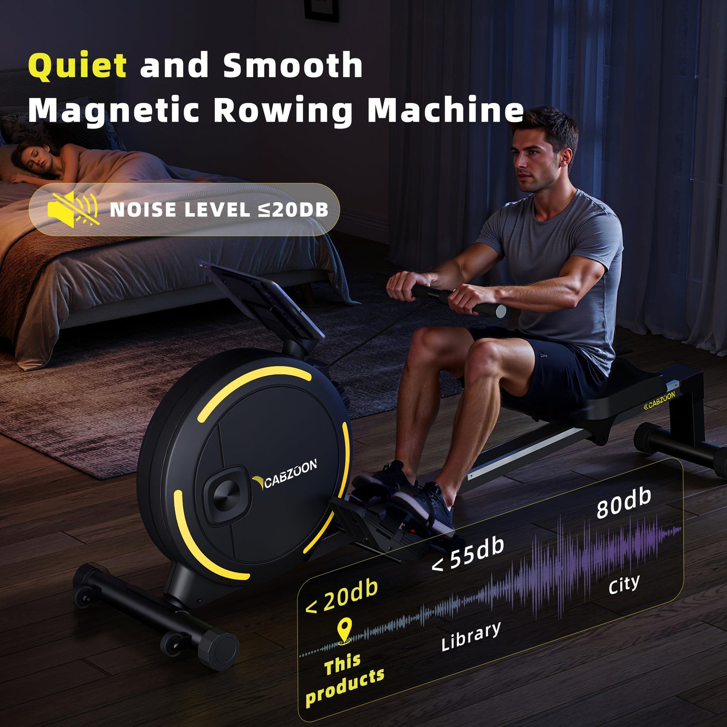 CABZOON Rowing Machines for Home，Magnetic Rowing Machine，Max 265lbs Weight Capacity, Quiet Rower Machine with Tablet Holder，16 Levels of Resistance