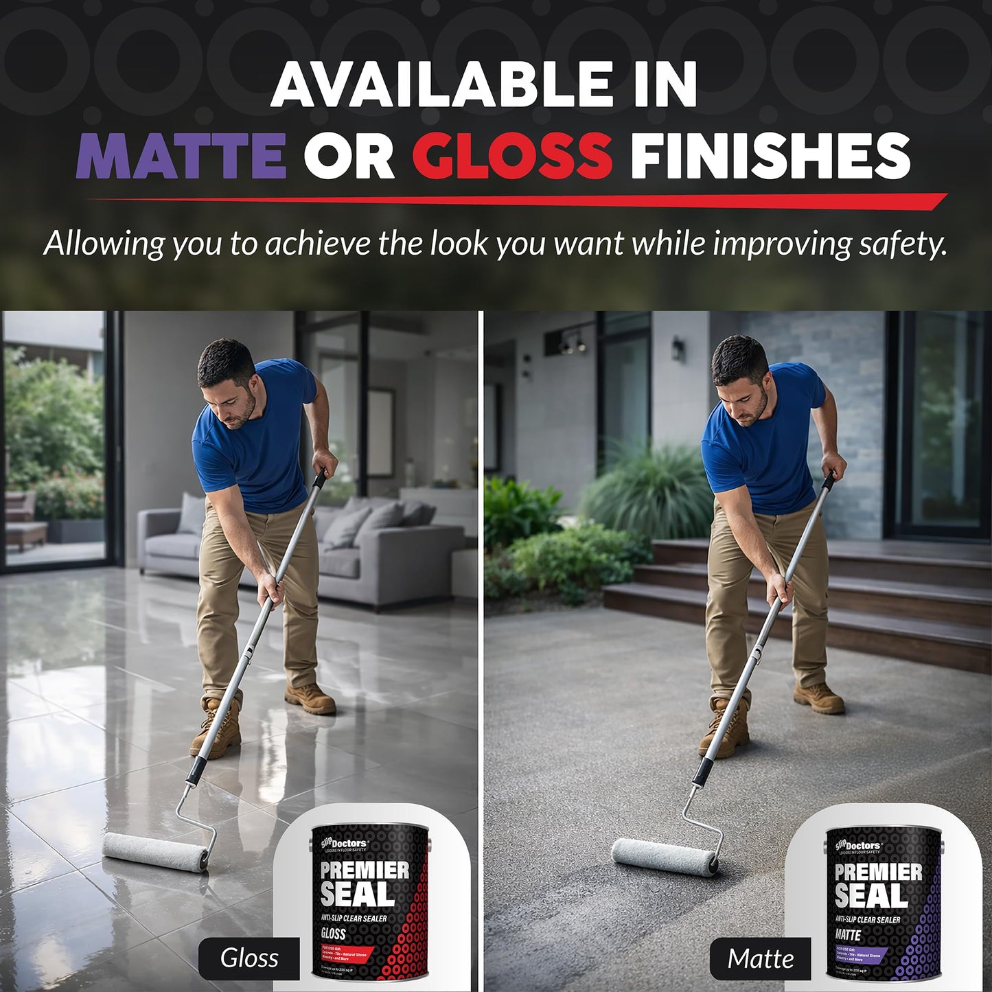 Premier Seal Non-Slip Concrete & Paver Sealer – Clear Anti-Slip Sealant for Pool Decks, Driveways & Garages - Gloss Finish
