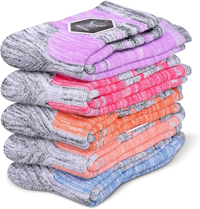 FEIDEER Hiking Walking Socks For Women, Multi-pack Outdoor Recreation Socks Moisture Wicking Crew Socks