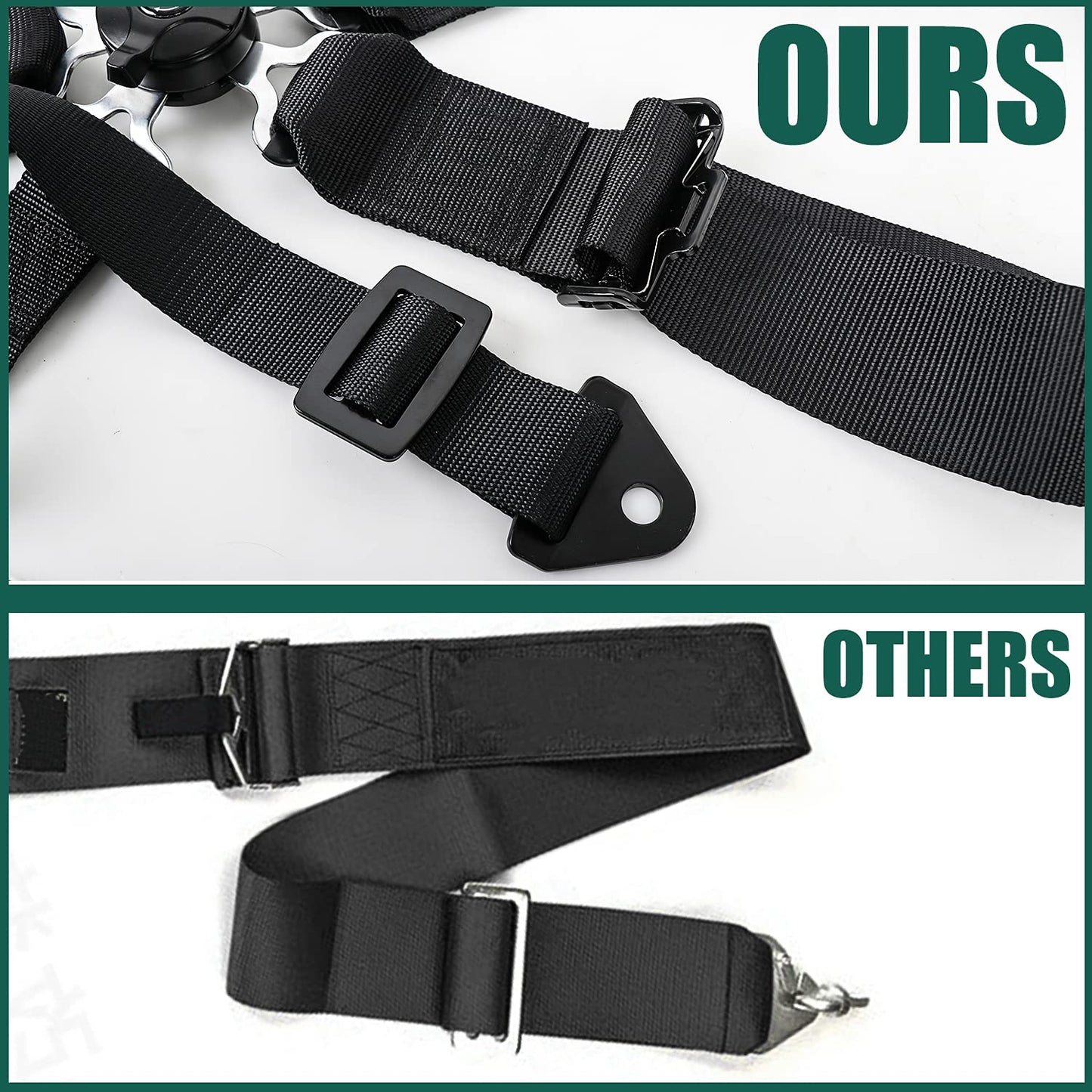 BESTZHEYU 2PCS Black 5-Point Racing Harness Set SFI with Ultra Comfort Heavy Duty Shoulder Pads Universal Polyester Harness Set