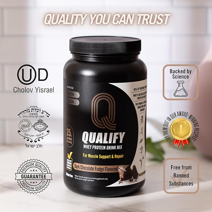 Dark Chocolate Whey Protein Powder. Post Workout Recovery Drink, Gluten & Sugar Free, Highly Kosher, 25g Protein. Essential Amino Acids - 5.5g BCAA, 2.7g Leucine, 1.4g Isoleucine, 1.4g Valine 26.4oz