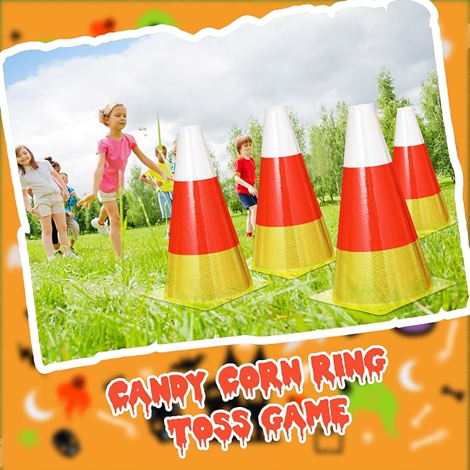 Candy Corn Ring Toss Game Plastic Cones 9 Inch Training Traffic Cones Sport Training Agility Field Marker for Youth Soccer Skating Practice