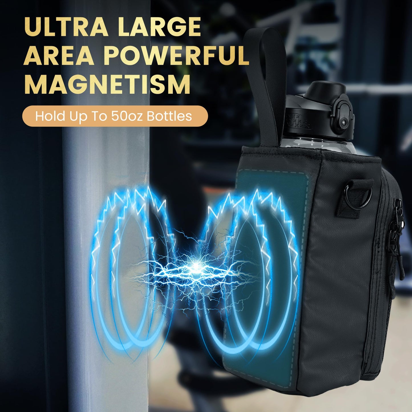 Balency Magnetic Gym Bag for Men, Magnetic Gym Water Bottle Bag, Water Bottle Holder with Phone Pockets, Powerful Magnet Gym Pouch, Magnet Crossbody Bags, Gym Accessories for Women