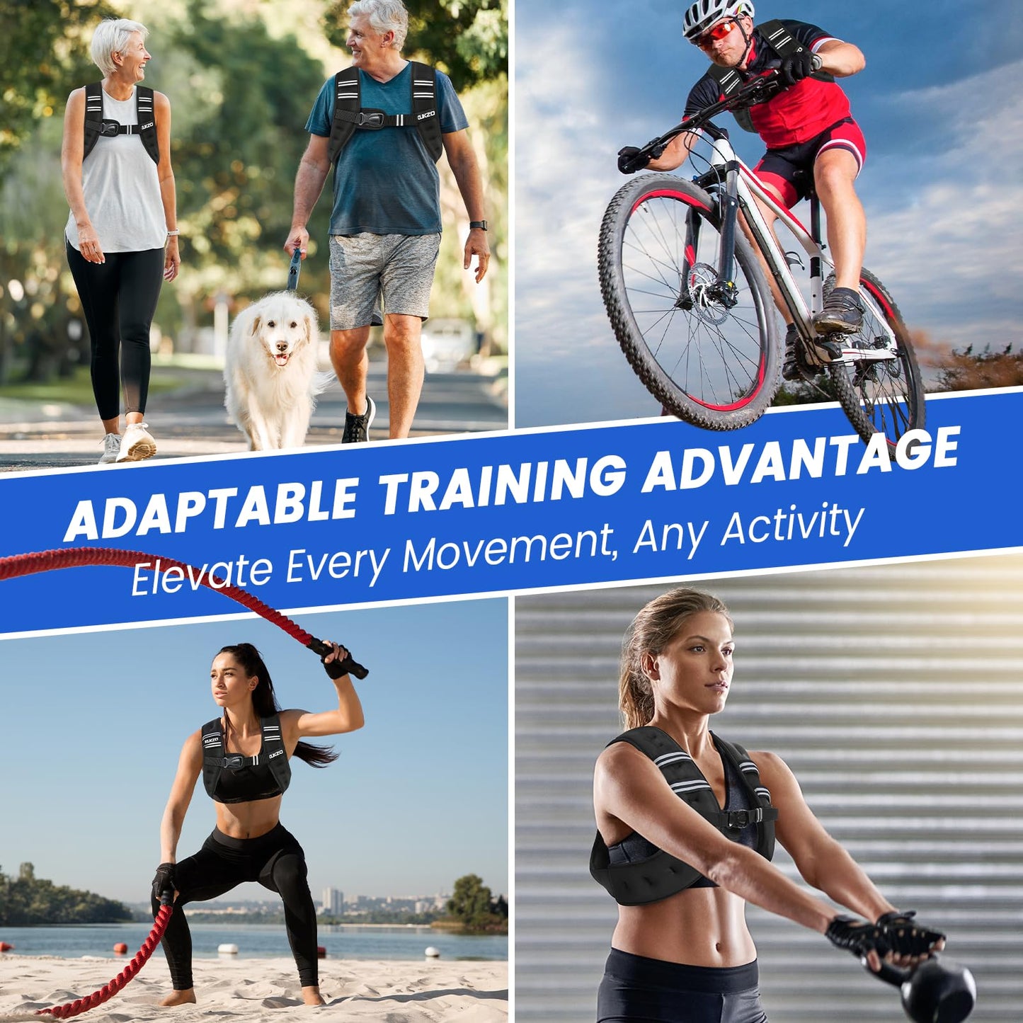 KUKZO Weighted Vest for Women Men 6LB Body Weight Vest with Reflective Stripes for Running,Walking,Workout,Strength Training,Weight Loss