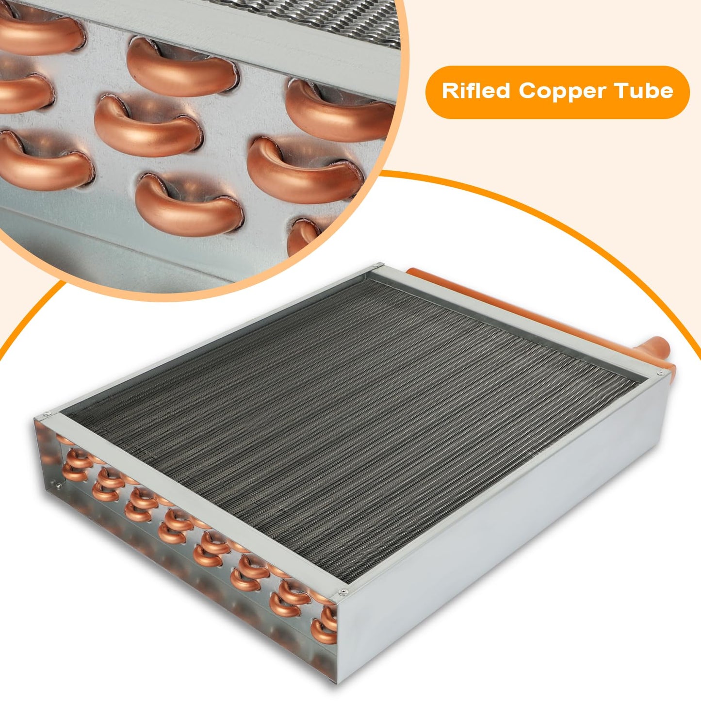 16x18 Heat Exchanger Water To Air With Copper Ports for Hot Air Wood Furnace Plenum And Hydronic Heating