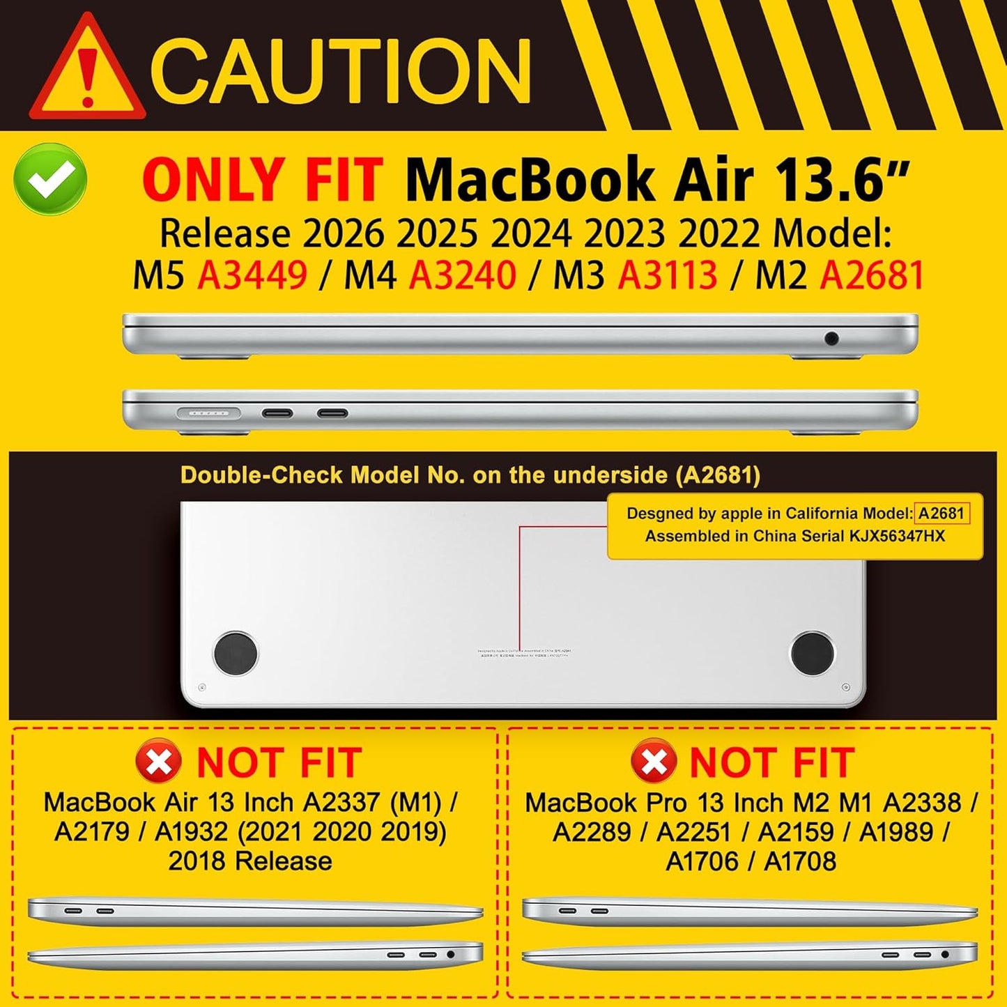 May Chen M5 13.6 Inch 2026 2025 2024-2022 M5 A3449 M4 A3240 M3 A3113 M2 A2681, 13.6" for MacBook Air Case Release