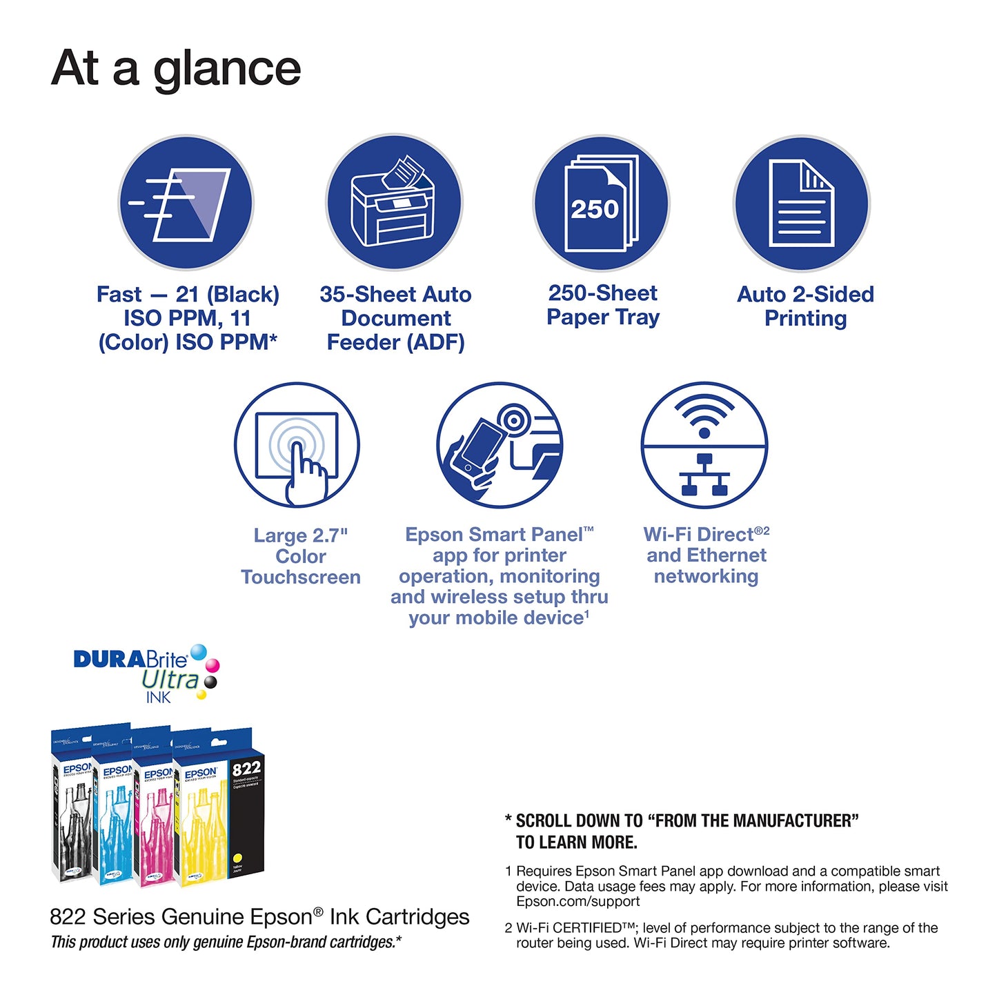 Epson Workforce Pro WF-3823 Wireless All-in-One Printer with Auto 2-Sided Printing, 35-Page ADF, 250-Sheet Paper Tray and 2.7" Color Touchscreen