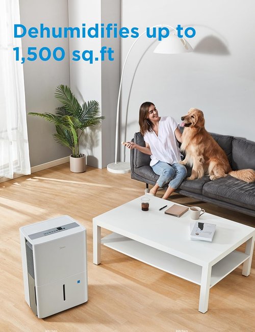 Midea Dehumidifier - 22 Pint Energy Star Certified for 1,500 Sq. Ft. | Ideal for Basements & Large Rooms (White)