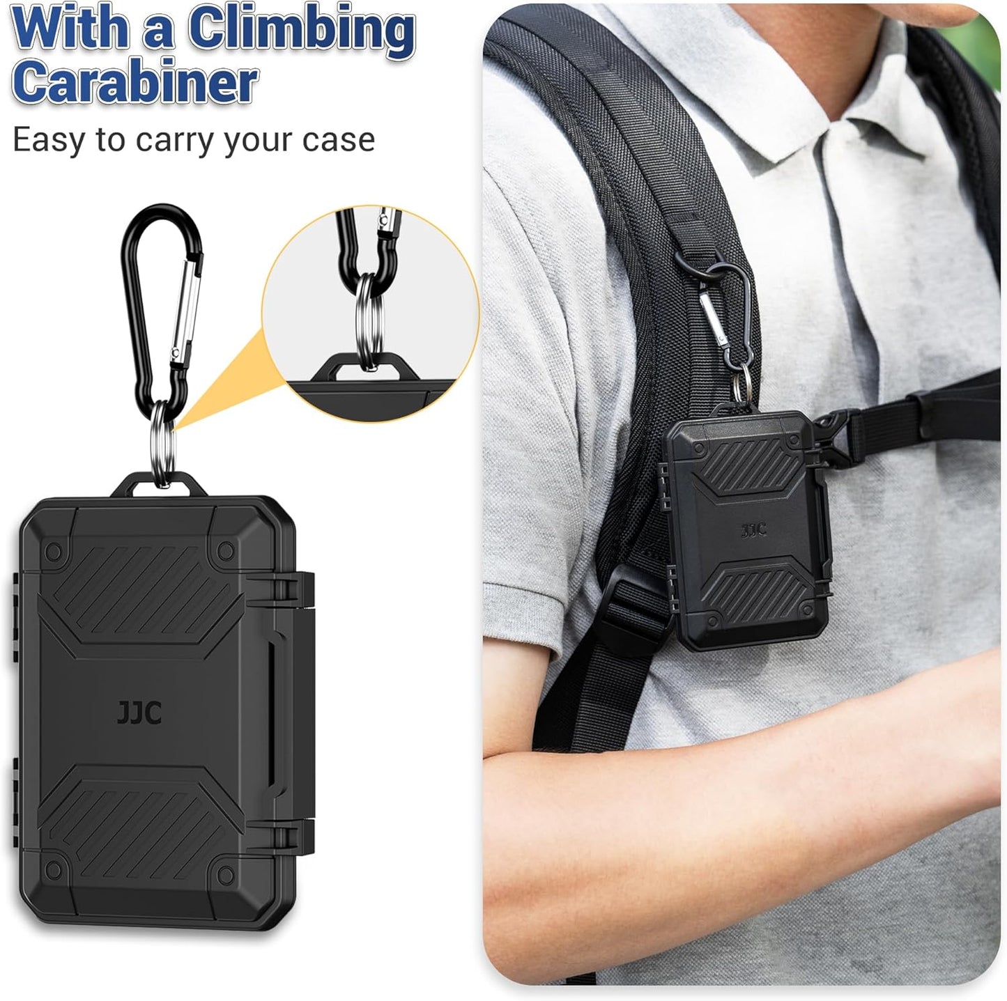 JJC 8 12 2 IP67 Slim Memory Card Case for SD TF and Nano SIM Cards, Waterproof Anti-Shock Anti-Dust, Compact Size
