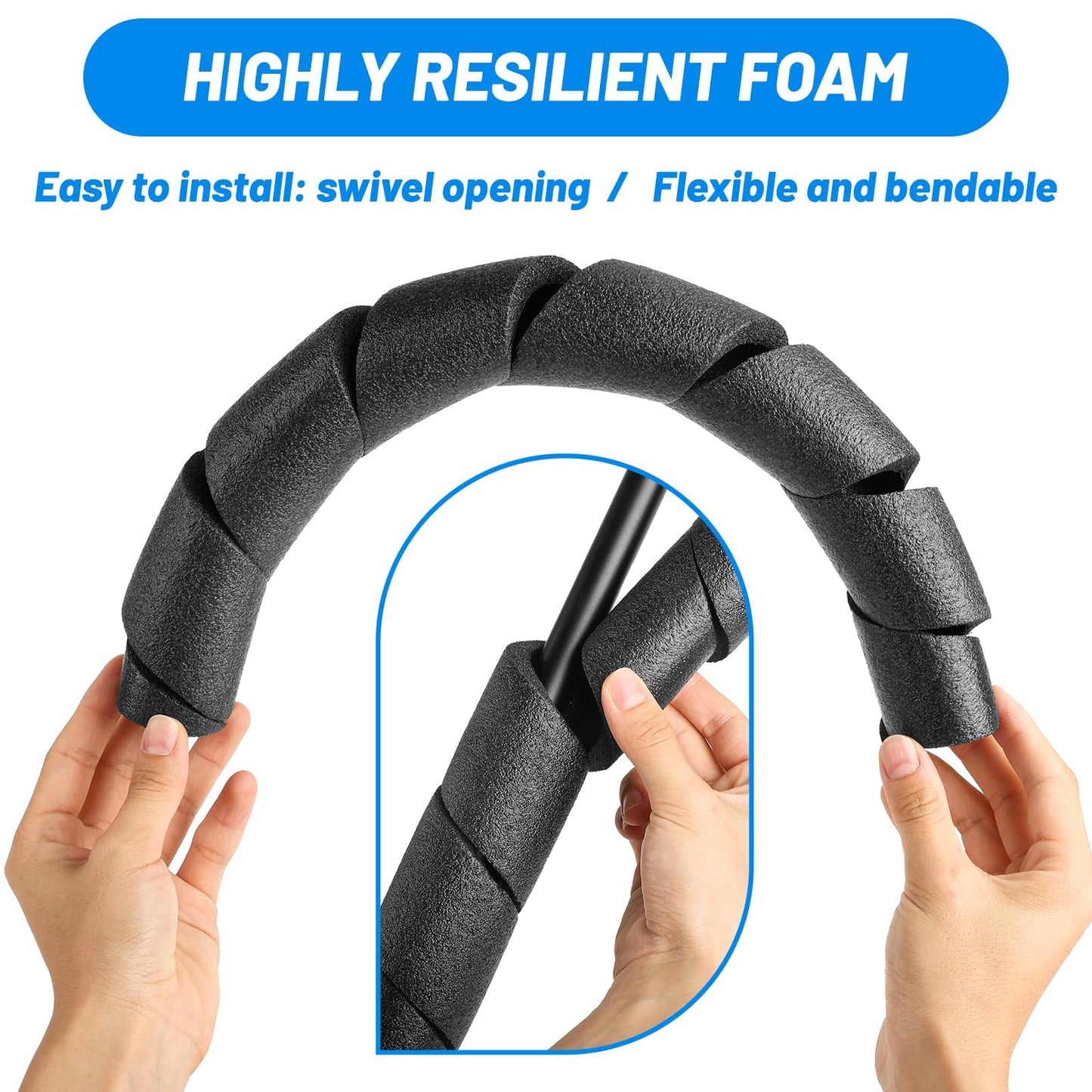 UCandy 4 Pack Pipe Insulation Foam Tube, 15.7" Black Pool Noodles Foam Pipe Wrap Protection Multi-Purpose Soft Foams Tubing for Winter Water Pipes and Outdoor Indoor Pipe or Swimming Pool Handle
