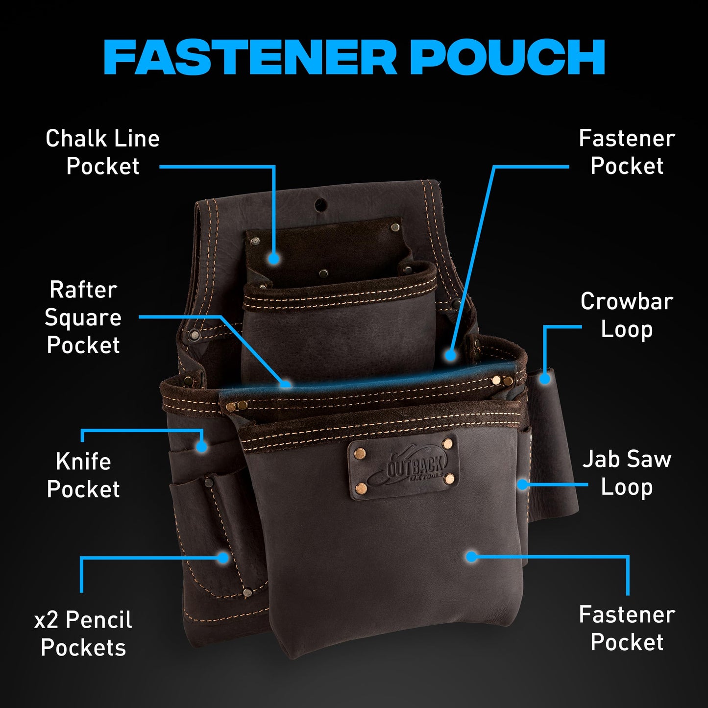 OX Pro Construction Tool Belt with Suspenders - 22-Pocket Leather Tool Belt Pouches - (XL) Made of Oil-Tanned Leather with Double-Stitching Morrales De Construccion