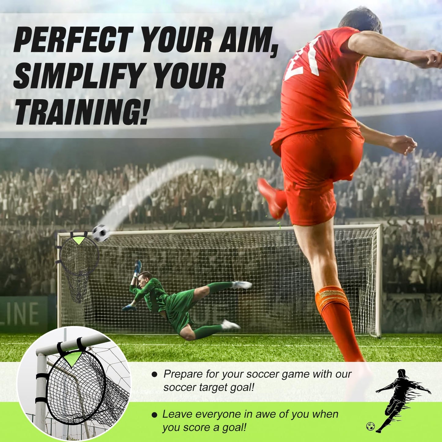 BOHEN Soccer Targets Goal Set of 2pc - Pop-up Portable Top Bins Target - Shooting Accuracy Training Soccer Goal for Endless Fun and Skill Building with Carrying Bag (18" Diameter, Green)