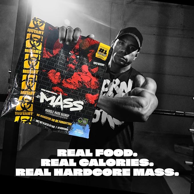 Mutant Mass Weight Gainer Protein Powder with Whey, and Casein Protein Blend for High-Calorie Workout Shakes, Smoothies, and Drinks, 15 lb - Strawberry Banana