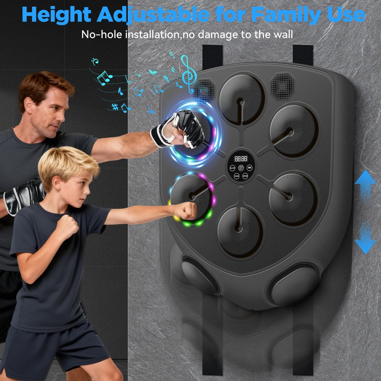 JUOIFIP 2025 Upgraded Version Music Boxing Machine,Smart Boxing Machine for Adults with Gloves,9 Modes & 9 Speeds Wall Mounted Music Punching Machine for Home Gym Office Workout