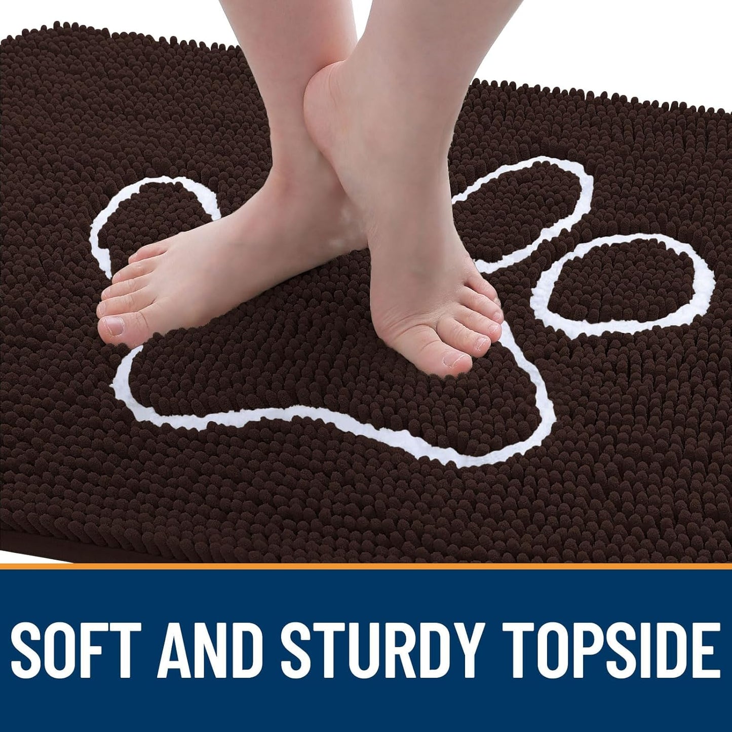 OLANLY Dog Door Mat - Absorbent Non-Slip Mud Mat for Paws | 70x24 Inches, Quick Dry Chenille, Brown